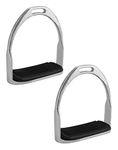 QWORK Horse Riding Stirrups, Hose Saddle, Safety Stirrup, Stainless Steel English Riding Protection Saddle, Knee Ankle Stress Pain Relief, 1 Pair