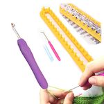 HZXMKB Knitting Loom Kit with Hook,Crochet Hooks Set and Round Knitting Looms Machine,Smart Long Weaving Loom with Hook Needle DIY Handmade Tool,Gift for Adults,Hats,Scarves,Socks,Girl,Beginner,Women