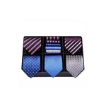 HISDERN Lot 5 PCS Classic Formal Elegant Men's Silk Tie Set Necktie & Pocket Square - Multiple Sets, One Size, T5-15