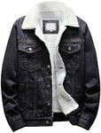 Omoone Men's Lapel Sherpa Fleece Lined Thicken Denim Jean Trucker Jacket Coats (0176-Retro Black-S)