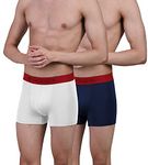 FREECULTR Men's Underwear Anti Bacterial Micromodal Airsoft Trunk - Non Itch No Chaffing Sweat Proof (Royal White, Royal Blue) - Pack of 2, 100% Try On Guarantee - Made in Bharat