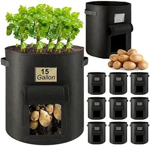 10 Pcs 15 Gallon Potato Grow Bags with Flap Grow Containers Bucket Nonwoven Fabric Garden Bags Potato Planter Pots with Handles Potato Growing Containers for Planting Potatoes Tomato Vegetables, Black