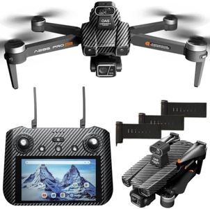 Cyaxzolp AE86ProMax+Drones with Camera for Adults 4K Video,Touch Screen Tablet Remote and 3-Axis Mechanical Gimbal, 5G Digital Transmission, 360° Laser Obstacle Avoidance, GPS Auto Return,Three 8000mAh 45 Mins Long Endurance, 500g Payload, Smart Follow Waypoint Flight Foldable Quadcopter, Up to 5 Miles Range (Carbon Fiber, 3 Batteries)