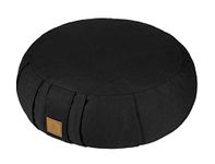 FelizMax Round Zafu Meditation Cushion, Zabuton Meditation Pillow, Yoga Bolster/Pillow, Floor seat, Zippered Organic Cotton Cover, Natural Buckwheat, kneeling pillow - 5 Colors and Large (Black)