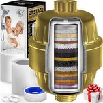 AquaHomeGroup 15 Stage Shower Filter with Vitamin C for Hard Water - High Output Shower Water Filter to Remove Chlorine and Fluoride - 2 Cartridges Included -Consistent Water Flow Showerhead Filter