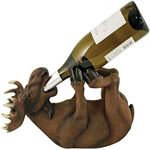 True Mischievous Moose Polyresin Wine Bottle Holder Set of 1, Brown, Holds 1 Standard Wine Bottle