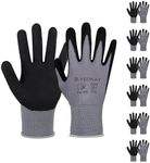 Velway Work Gloves for Men Women - 6 Pairs Firm Grip Nitrile Frosted Palm Coated Gardening Gloves Breathable Seamless Knit Nylon Dexterity Protecting Working Gloves for General Duty Work (Size 10/XL)