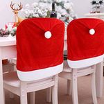 CCINEE 6PCS Christmas Chair Covers,Santa Claus Hat Slipcover Xmas Chair Back Cover for Christmas Dinning Room Decoration