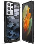 Ringke Fusion-X for Galaxy S21 Ultra Case Back Cover, [Military Drop Tested] Ergonomic Camo Hard PC Back TPU Bumper Impact Resistant Protection for Galaxy S21 Ultra Back Cover Case - Camo Black