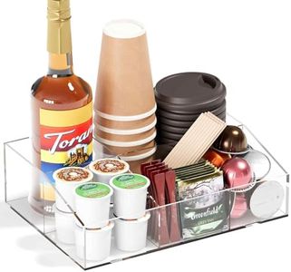 Neatsure Coffee Bar Station Organizer, Acrylic Countertop Holder for Pods, Condiments, Stirrers, Snacks, Tea, Bar Accessories, Gift for Lovers, Clear