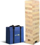 Big Game Hunters Giant Tumble Towers, 58 Piece Wooden Block Game, 5 ft. Tall Stacking Backyard Indoor Outdoor Game for Kids Adults Family, Jumbo Splinter Resistant Blocks - Carry Bag Included