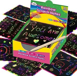 ZMLM Rainbow Scratch Mini Art Notes - 125 Magic Scratch Note Off Paper Pads Cards Sheets for Kids Black Scratch Note Arts Crafts DIY Party Favor Supplies Kit Birthday Game Toy Gifts Box for Girls Boys