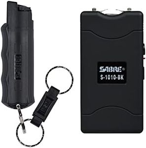 SABRE Pepper Spray for Self Defense, 2-in-1 Stun Gun and Flashlight, 25 Bursts of Max Strength OC Spray, Finger Grip, 0.54 fl oz, 1.160 µC Charge, 120 Lumens, Rechargeable, Safety Switch, Holster