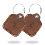 [2 Pack] Fintie Genuine Leather Case for Tile Mate (2022/2020/2018/2016), Tile Pro (2020/2018), Tile Sport, Tile Style, Cube Pro Key Finder Phone Finder, Anti-Scratch Skin Cover with Keychain