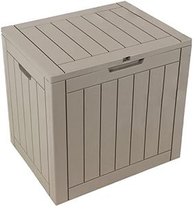 Sunnydaze Outdoor Deck Box - Lockable Package Delivery Box - Weather-Resistant Outdoor Storage Bin - 32-Gallon Faux Plank - Driftwood