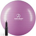 ProBody Pilates Ball Exercise Ball, Yoga Ball Chair, Multiple Sizes Stability Ball Chair, Gym Grade Birthing Ball for Pregnancy, Fitness, Balance, Workout and Physical Therapy Ball (Purple, 55 cm)