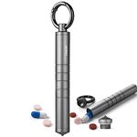 Small Travel Pill Box,TISUR Titanium Keychain Pill Holder Pill Case,Vitamin Organizer Metal Storage Pill Bottle Tube Container Multitool EDC Every Day Carry for Men