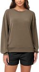 ODODOS Modal Soft Oversized Sweatshirts for Women Crew Neck Long Sleeve Relaxed Pullover Tops, Espresso, Large