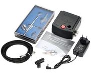 HARSEHAJ Products Airbrush Dual Action Makeup Kit Machine + Gun with Air Compressor for Makeup/Nail Art/Tattoo Art/Cake/Painting - Silver