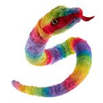 Wild Republic Plush Snake, Rainbow Fabric, Rainboa, Gift for Kids, Plush Toy, 54 Inches, Fill is Spun Recycled Water Bottles