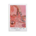 Jinohu Trendy Preppy Wall Art, Evermore Pink Music Album Cowboy Like Me Canvas Print Poster for Girly Girls Bedroom Aesthetic Decor Unframe-12x18inch(30x45cm)