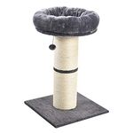 AllPetSolutions Cat Scratching Post - Thick Indoor Cat Scratch Post Tower With Hanging Ball Toy & Bed - Pet Furniture with Soft Bedding & Natural Sisal Rope - Jumbo Scratching Post, Grey 49x49x74cm