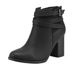 TOETOS Women's Chicago-03 Black Faux Leather Pu Chunky Heel Ankle Boots Size 8 M US