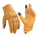 Motorcycle Gloves Motocycle Gloves for Men Leather Riding Gloves Yellow Moto Gloves Racing Gloves Perforated Motorbike Dirt Bike Gloves (Medium)