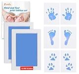 Zemiu Baby Handprint and Footprint XL Size Kit,2 Blue Baby Handprint Ink Pads with Clean-Touch & 6 Imprint Cards,Inkless Print Kit Safe Non-Toxic for Baby Feet and Hands, Family Keepsake, Pet Paw