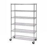 Seville Classics UltraDurable Commercial-Grade 6-Tier NSF-Certified Steel Wire Shelving with Wheels, 48" W x 18" D x 72" H, UltraZinc