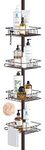 SEIRIONE Rustproof Shower Caddy Corner and Shower Organizer Corner for Bathroom,Corner Shower Caddy Tension Pole with 4 Adjustable Baskets for Shower Accessories, 61.3 to 113 Inch Height, Oil Bronze