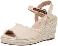 Vepose Women's 880 Espadrilles Wedge Sandals, Peep Toe High Heel Platform Sandals, Natural, Size 7.5 US -with Ankle Buckle(CJY880 Natural 07.5)