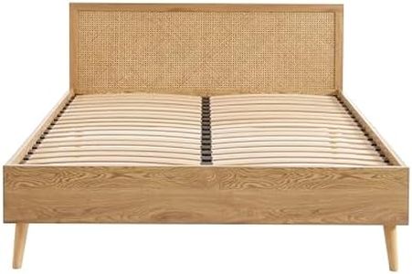 BAÏTA Lit Double INES cannage rotin 140x190 sommier Inclus