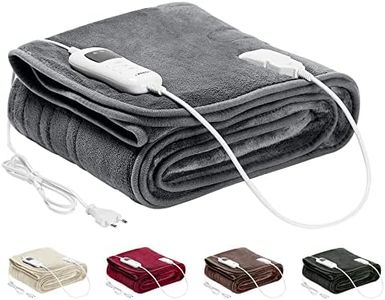 AREBOS Coperta elettrica 200x180 cm | coperta riscaldata | spegnimento automatico, timer, protezione da surriscaldamento, funzione di preriscaldamento | 9 impostazioni di calore | grigio