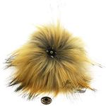 Pack of 12 Faux Raccoon Fur 5INCH Pompom Balls with Press Button for Beanie Hat (Natural)