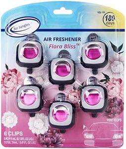 Air Jungles Flora Bliss Scent Car Air Freshener Clip, 6 Car Freshener Vent Clips, 4ml Each, Long Lasting Air Freshener for Car, Up to 180 Days Car Refresher Odor Eliminator