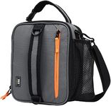 MIER Expandable Lunch Bag Insulated Lunch Box for Men to Work Travel Portable Lunchbox Bags with Shoulder Strap and Water Bottle Holder(Grey/Orange)