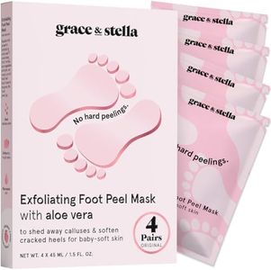 grace & stella Award-Winning Foot Peeling Mask - Foot Peel Masks with Aloe Vera- Moisturizing Foot Masks That Remove Dead Skin, Exfoliating Foot Mask for Dry Cracked Feet (4 Pairs, Unscented)