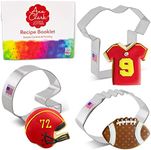 Football Cookie Cutters 3-Pc Set Made in the USA by Ann Clark, Football, Helmet, Jersey