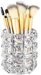 Feyarl Crystal Makeup Brush Holder Silver Bling Handcrafted Hair Tool Holder Comb Brush Pen Pencil Cups Storage Cosmetic Tools Organizer Container Tea Light Candle Holder