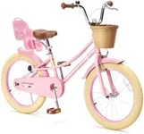 Glaf Girls Bike with Training Wheels and Basket Kids Bike for Girls Boys Age 2-12 Years Toddlers Bicycle with Bell Adjustable Seat Handlebar (20 Inch with Kickstand, Pink)