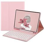 Disonbeir iPad Air 5th 4th Generation Keyboard Case Cute Round Key Color Keyboard Wireless Detachable BT Keyboard Cover with Pencil Holder for iPad Air 5 2022 / Air 4 2020 10.9 inch (LightPink)