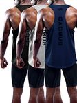 Cadmus Men's 3 Pack Running Muscle Tank Top Dry-Fit Gym Sleeveless Y-Back Shirts Training Fitness Vest,Black,Grey,Navy Blue,L