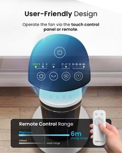 Pro Breeze 40-Inch Bladeless Tower Fan – Remote, Quiet, 4 Modes, 90° Oscillation
