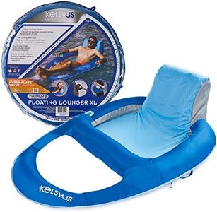 Kelsyus Premium Floating Lounger XL with Fast Inflation, Inflatable Recliner Chair, Lake & Pool Float for Adults with Cup Holder, Ottoman & Carry Bag