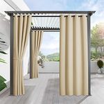 RYB Home Outdoor Patio Curtains - Heavy Weighted Porch Waterproof Curtains Outside Shade for Farmhouse Cabin Pergola Cabana Corridor Terrace, 1 Panel, 52 x 95 inches Long, Biscotti Beige