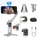 AOCHUAN 3-Axis Phone Gimbal, Gimbal Stabilizer for iPhone w/AI Vision Sensor, Portable Gimbal for iPhone/Andriod, iPhone Gimbal Built in Fill Light Perfect for TikTok YouTube-Smart AI XPro Grey