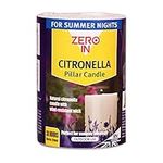 Zero In STV426 Citronella Pillar Candle, Repels Mosquitoes, Natural, For Gardens and Patio Areas, White, 7x7x10 cm