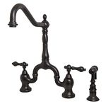 Kingston Brass KS7755ALBS English Country Kitchen Faucet with Brass Sprayer, Oil Rubbed Bronze