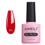 AIMEILI Gel Nail Polish Red, UV LED Soak Off Nail Art Manicure Pedicure Ideal for Salon Studios & Home Use, Long Lasting & Easy to Apply - Pillar Box Red (064) 10ml